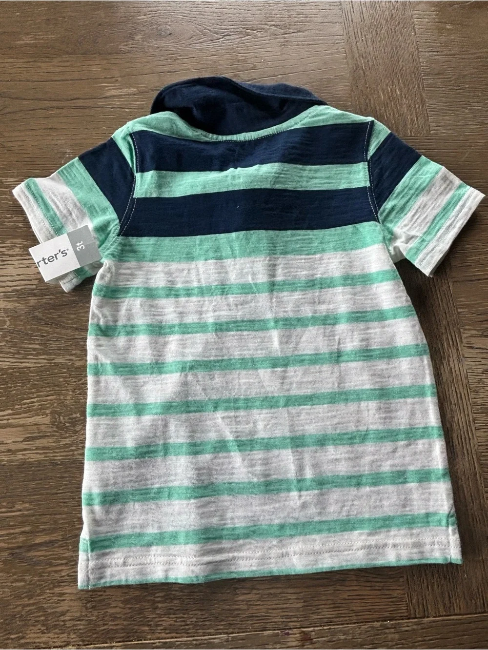 Carter's Mint Green, Navy & White Striped Polo Shirt